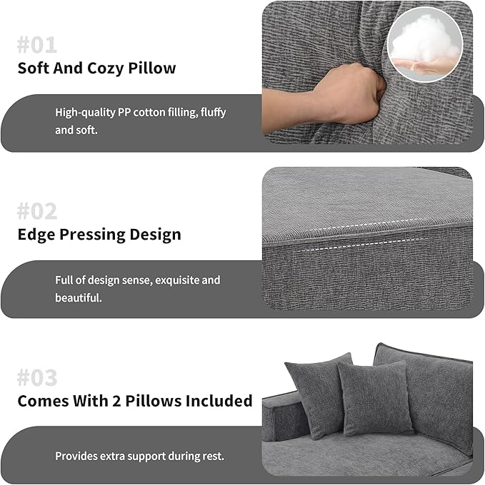 L-Shaped Corner Corduroy Sectional Sofa 4 Seat Modular Boneless Sofa Foam Cloud Couch with Movable Ottoman and Toss PillowsModern Deep Seat Convertible Chaise Sofa