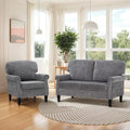 MAISON ARTS Gray Sofa and Loveseat Set Space-Saving Comfy Couches for Office/Meeting Room Linen-Blend Fabric with Removable Furniture Covers