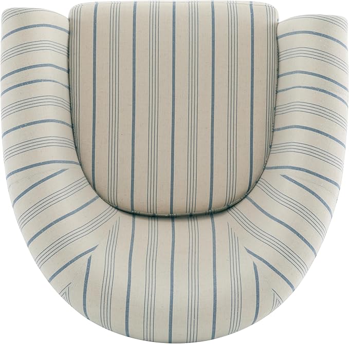 Christopher Knight Home Lixi Fabric Upholstered Accent Chair Wooden Living Room Barrel Chair Bedroom Comfy Reading Chair Beige and Blue