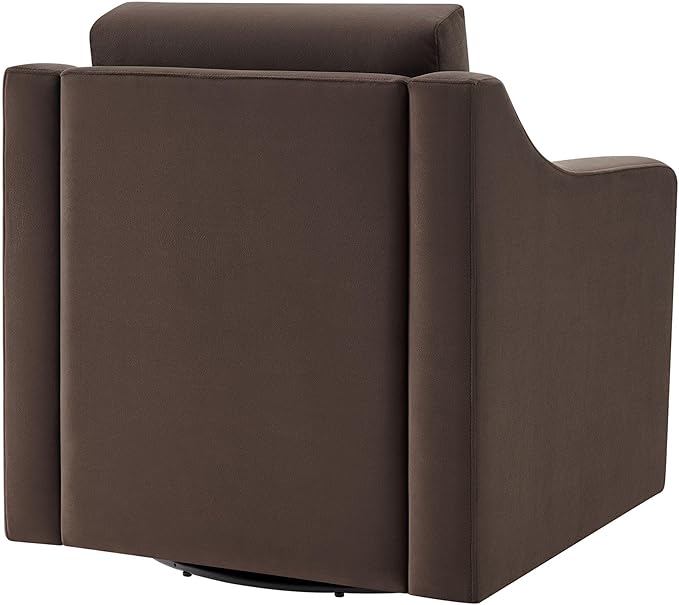 Modway Liora Performance Velvet Swivel Accent Chair in Chocolate Comfortable Stain-Resistant Velvet Armchair with Curved Armrests for Living Room Bedroom Reading Nook