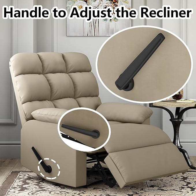 Relaxing Lazy Boy Recliner Chair for AdultsSmall Recliners for Small SpacesManual Recliner Chair for BedroomRelaxing Reclining Chair with Backrest &amp Footrest for Living RoomOverstuffed (Khaki)