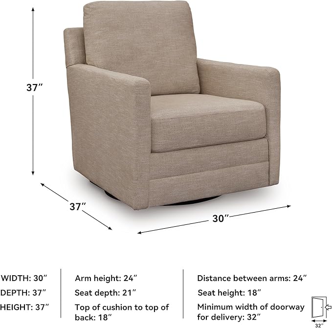 Signature Design by Ashley Freybourne Next-Gen Nuvella Casual Swivel Accent Chair with Reversible Cushions Light Brown