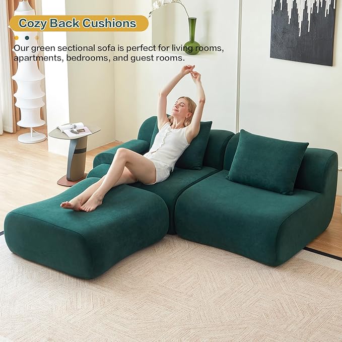 UKMTUET 114 Couches for Living Room Modular Sectional Sofa with L Shaped Chaise Sectional Couches with Convertible Ottoman Deep Seat Sleeper Sofa Boneless Couch for Bedroom Office