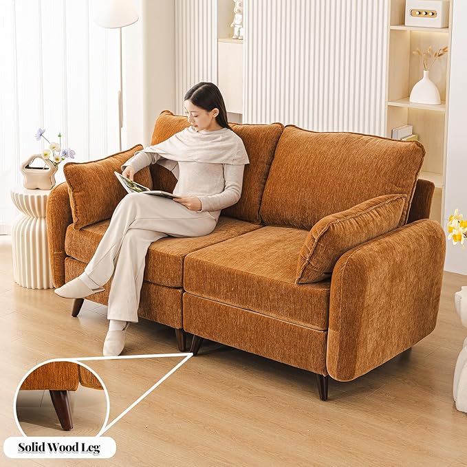 73'' Loveseat Sofa with Seats Storage Modular Sectional Couch with Movable OttomanOversized Comfy Sofa with 7.8'' Cushion24.5'' Deep SeatLarge Couches for Living RoomBedroomVeletYellow