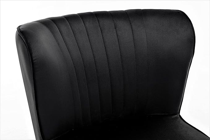 Modern Velvet Accent Chair for Living Room Bedroom or Entryway Stylish and Comfortable Armless Design with Metal Legs Black