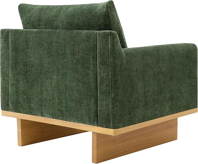 Christopher Knight Home Modern Minimalist Accent Chair with Solid Wood Frame Soft Cushions Spacious Seat Living Room Bedroom Reading Chair Green