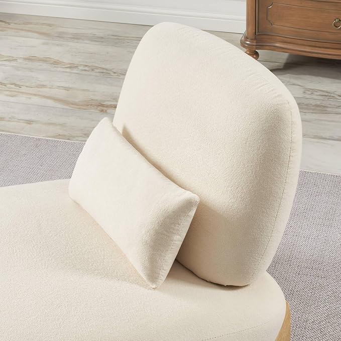 Modern Armless Accent Chair Soft Padded Boucle Fabric Lounge Chair for Living Room Bedroom Home Office – Contemporary Sherpa Accent Chair 32.48 W x 28.93 D x 28.74 H White