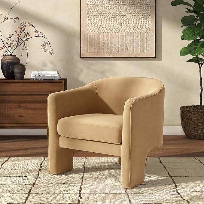SAFAVIEH Couture Collection Londyn Light Brown Velvet Accent Chair (Fully Assembled)
