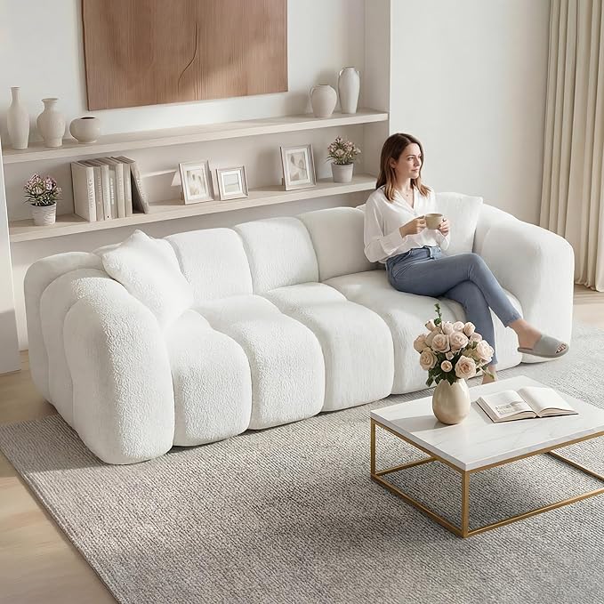 84 Boneless Couch No Assembly Required Loveseat Sofa Modern Deep Seat Cloud Couch Modern Compressed Sofa Oversized Upholstered 3-Seater for Living Room Bedroom