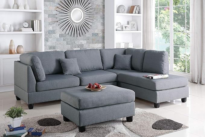 Poundex Upholstered Sofas/Sectionals/Armchairs Grey