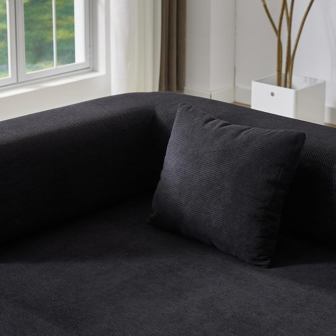Convertible Couch Sofa Bed Foldable Floor Sleeper | All High-Density Foam | Fold Out Deep Seat Couch | King Size | Compression Sofa Sleeper for Living Room Bedroom | Corduroy Black