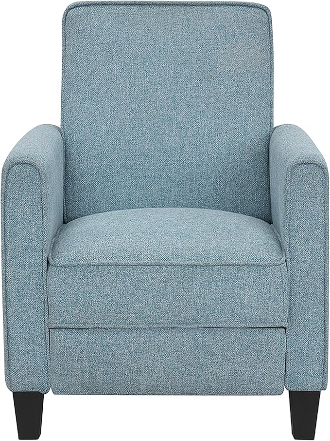 24/7 Shop at Home Mulvane Modern Recliner Chair with Push Back &amp Foot Rest Single Couch with Fabric Upholstered &amp Plastic Legs Sofa Reclinable Individual for Bedroom Living Room Home Offic
