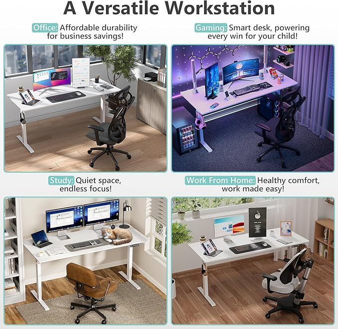 Singel Motor Standing Desk 63 inch White