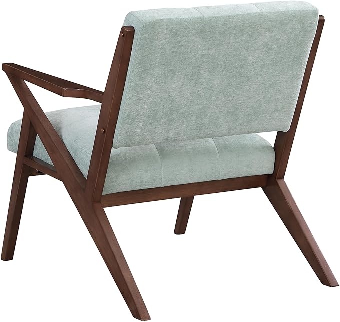 Christopher Knight Home Mid-Century Modern Fabric Upholstered Accent Chair Living Room Wooden Club Chair Cozy Lounge Chair Plush Cushion Comfy Reading Armchair for Bedroom/Home Office Light Blue