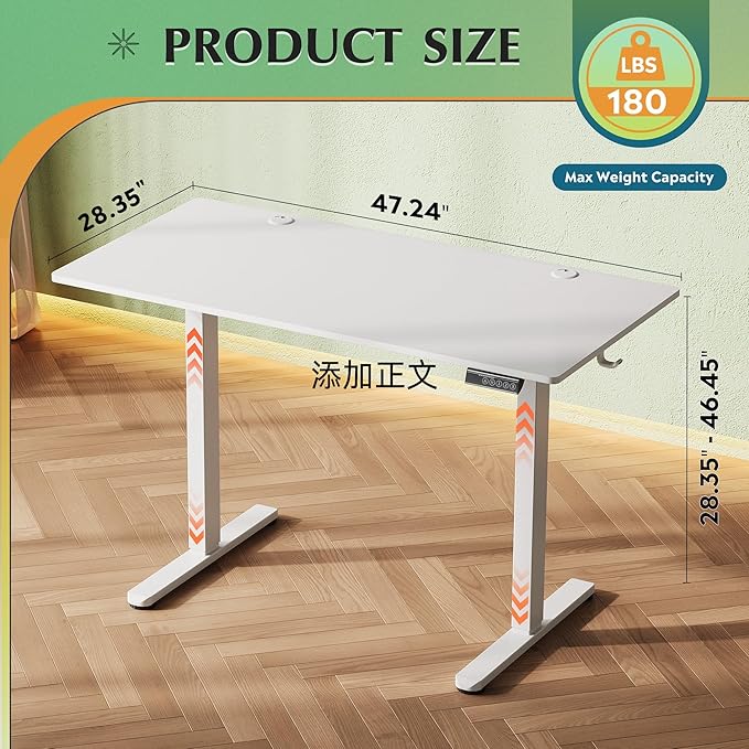 DEVAISE 55 x 28 Inch Whole Piece Standing Desk Seamless Desktop Electric Standing Desk Office Computer Desk with Adjustable Height 3 Preset Memory Sit Stand up Desk for Home Office (White)