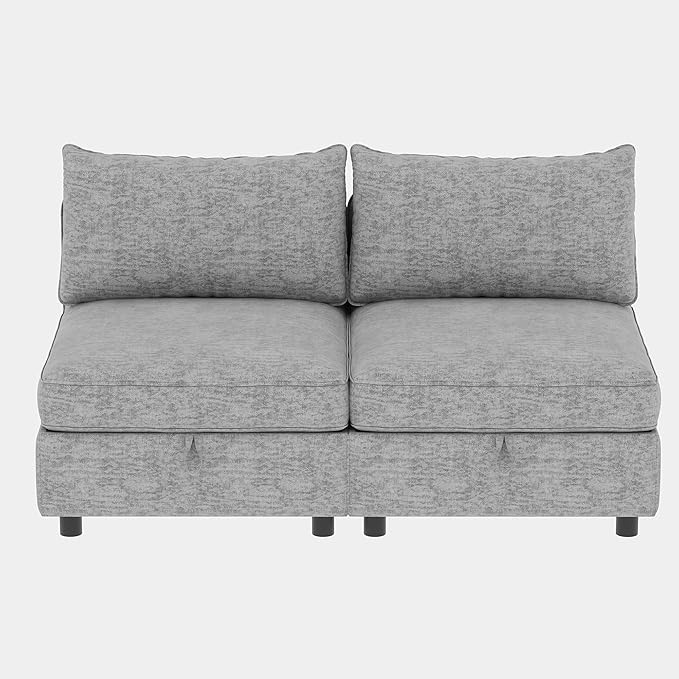 Loveseat Modular Storage Sectional Sofa Customizable Seating Group Sofa&ampCouch Convertible Lounge Sleeper Chaise Daybed with Movable Seat and Ottomans Chenille Upholstered Sofa Couch for Living Ro