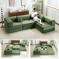 Furnimart 108 Convertible L-Shape Sofa with Cylindrical Pillow Comfy Foldable Compressed Sofa Bed Boneless Floor Sofa Lounge Couch for Living Room Bedroom No Assembly Required Green