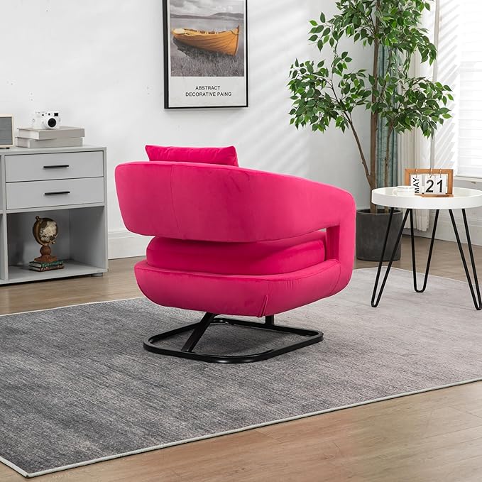 House Hold Upholstered Tufted Living Room Chair Textured Velvet Fabric Accent Chair with Metal Stand