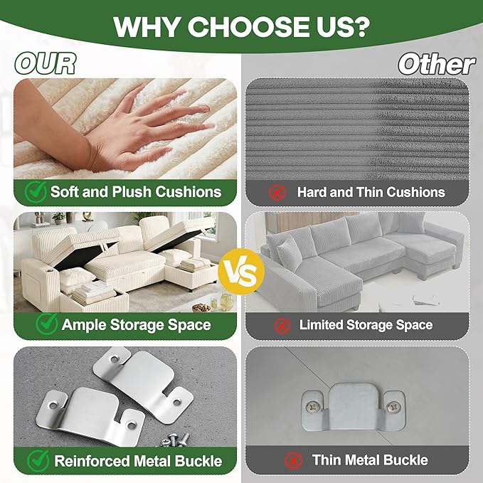 Sectional Couches for Living Room Sectional Sleeper Sofa with Pull Out Bed Modular Corner Sofa with Storage Convertible Sofa Bed for Living Room Bedroom and Apartment Beige