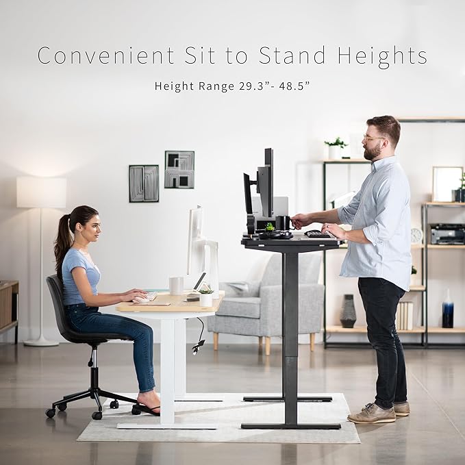 VIVO Electric 60 x 24 in Standing Desk Memory Height Adjustment 1B Series Holds 220 lbs One-Piece Light Wood Top Black Frame DESK-KIT-1B6C