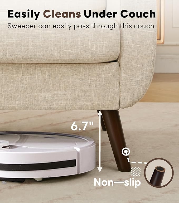 Tbfit 77.2 W Linen Sofa Couch Mid Century Modern Decor Loveseat Couches for Living Room Button Tufted Upholstered Small Couch for Bedroom Solid and Easy to Install Love Seats Furniture Beige | l