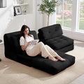 Tbfit 35.8'' Folding Sofa Bed Convertible Sleeper Chair with Large Pillow Corduroy Folding Couch Bed Portable &amp Foldable Mattress Boneless Floor Sofa Set of 2 Black