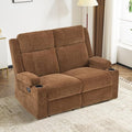 Loveseat Recliner Double Recliner Loveseat with Adjustable Footrest &amp Cup Holder Wall Hugger Recliner for Living Room &amp Home Theater &amp RV(Brown)