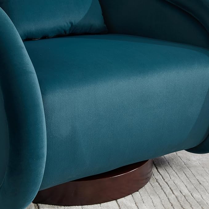 Swivel Accent Chair 360-Degree Rotating Barrel Chair with Soft Velvet Upholstery Comfy Pumpkin-Shaped Lounge Chair for Living Room Bedroom Office (Teal)
