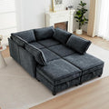 ORRD Sleeper Modular Sectional Sofa Set Convertible Couch Bed with Storage 6 Seater and 4 Armrestes Sofa Modular for Living Room Office (Blue Grey)