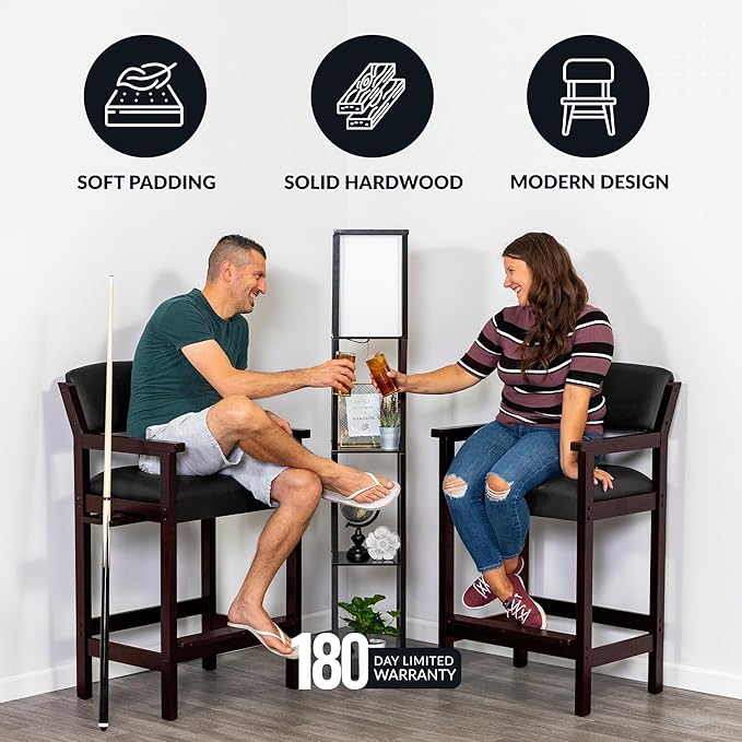 Hathaway Cambridge Spectator Chair – Billiard Stool with Cushioned Seat Footrest and Storage – 25 L x 22.5 W x 44.25 H with 30.5 Seat Height - Pool Table Accessories and Decor