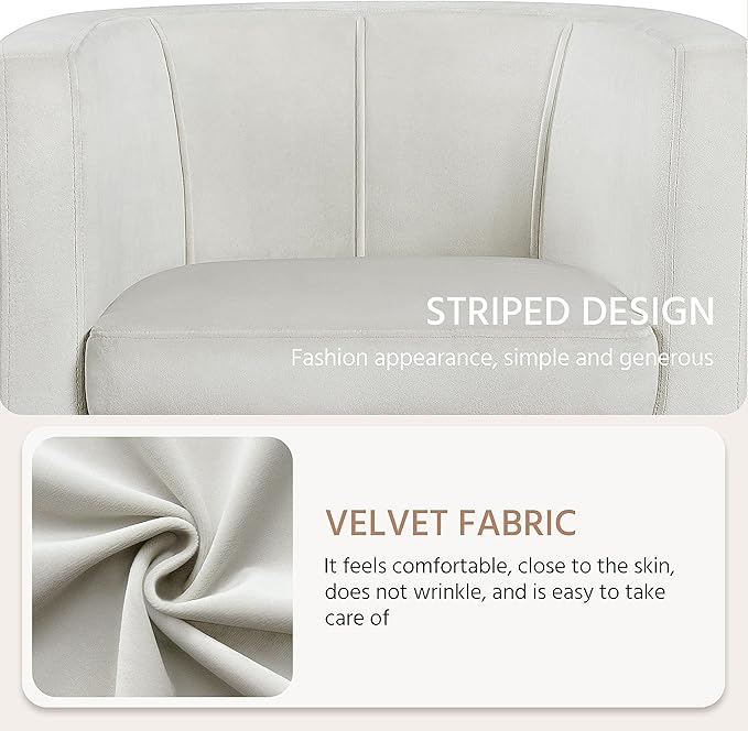 Yaheetech Velvet Accent Chair Modern and Comfortable Armchairs Upholstered Barrel Sofa Chair for Living Room Bedroom Waiting Room Beige 2pcs