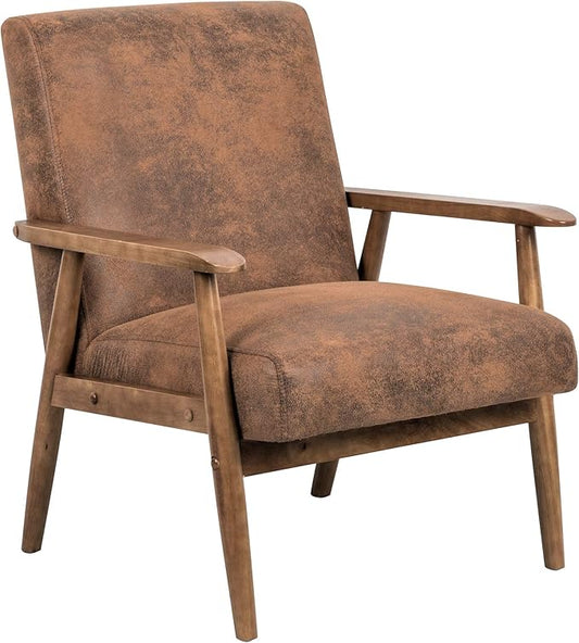 C137 Barlow Modern Vintage Open-Framed Arm Living Room Chair 30.5 Light Brown