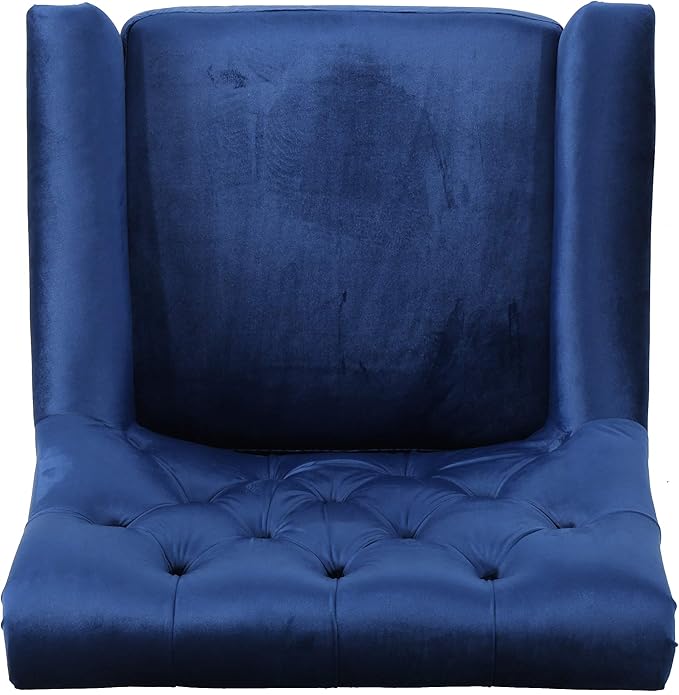 Christopher Knight Home Jaclyn Velvet Tufted Club Chair Navy Blue / Natural