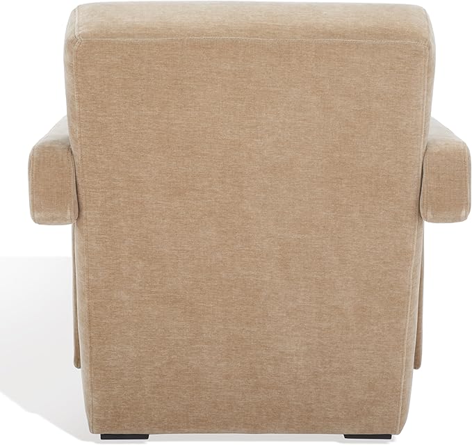 SAFAVIEH Couture Collection Taylor Modern Light Brown Velvet Upholstered Accent Chair (Fully Assembled)