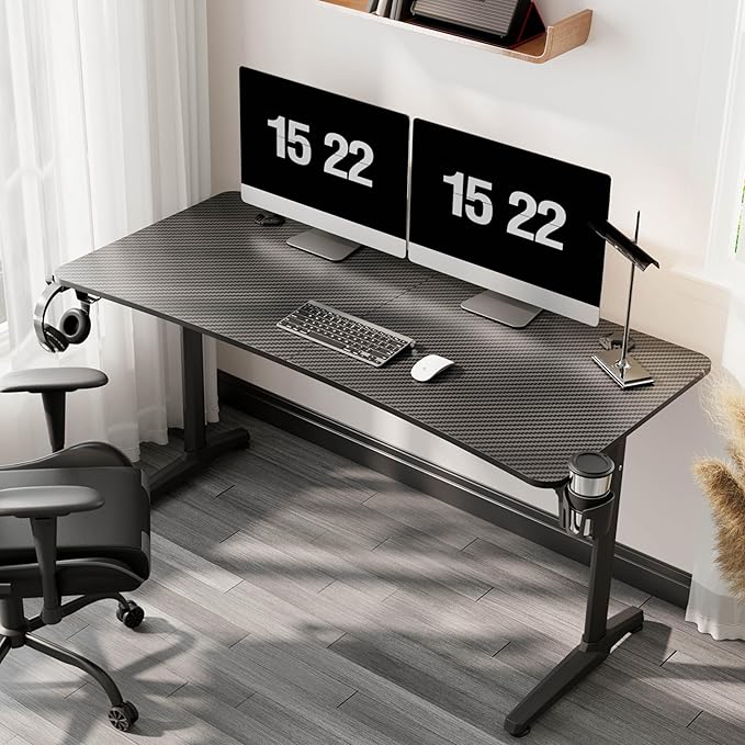 EUREKA ERGONOMIC Gaming Desk 60 Home Office Computer Desk New Polygon Legs Design Captain Series (60 Inch Black)