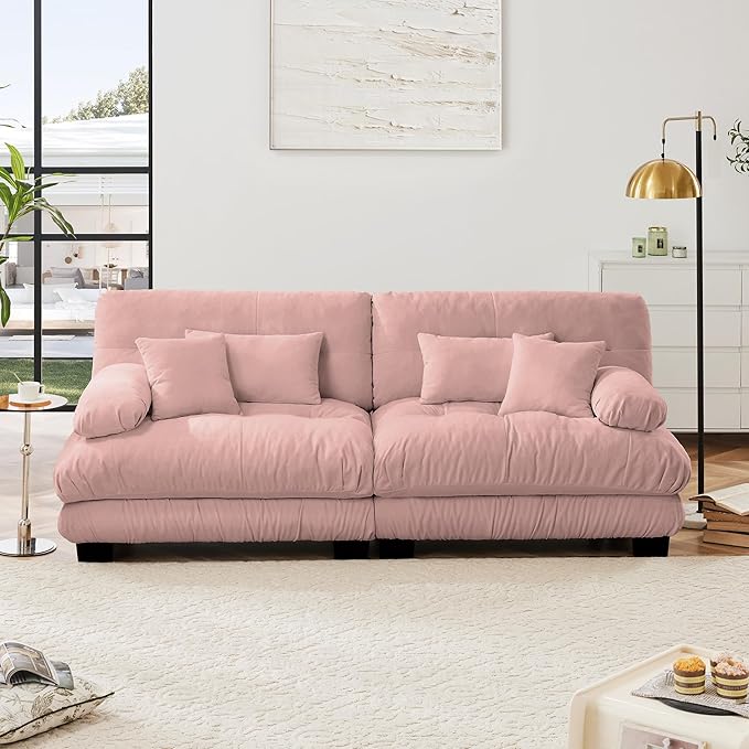 Modern Cloud Sofa Couch for Bedroom 94.4 Comfy Modular Loveseat Sofa Oversized 2 Seater Sectional Sofa with Deep Seat &amp High Back Chenille Upholstered Couches for Small Spaces Living Room Pi