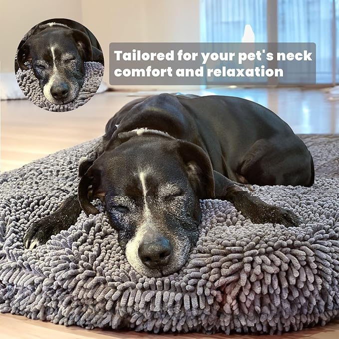 Muddy Mat® Cloud K-9 Dog Beds for Small Dogs &amp Cats Soft &amp Relaxing Round Dog Bed Chenille Material Removable Cover Washable &amp Dryer Safe – Grey Small(25'x25')