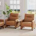 Alunaune Upholstered Living Room Chair Armchair Set of 2 Mid Century Accent Chair Reception Couch Slipper Club Lounge Chair Guest Comfy Single Sofa with Sidetable for Bedroom-Brown