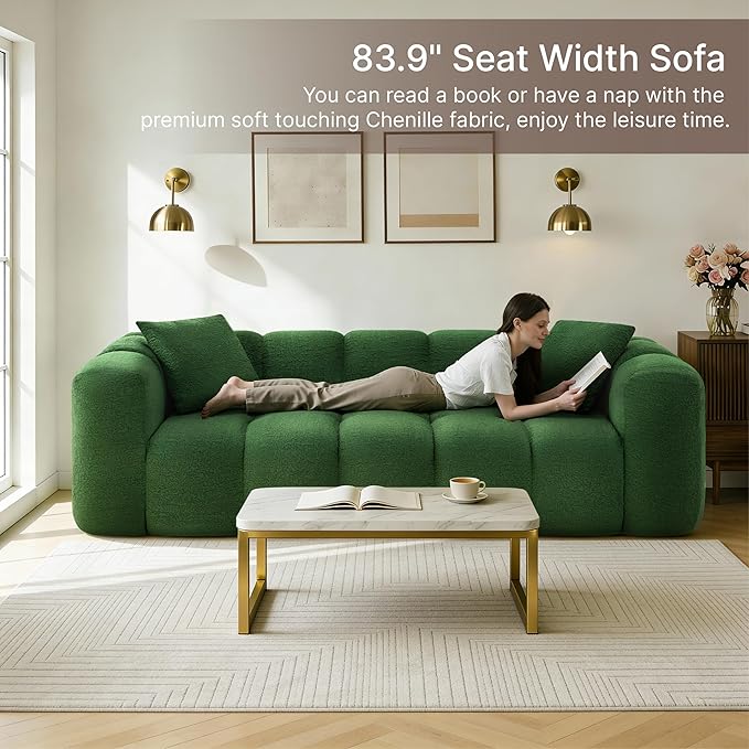 84 Boneless Couch No Assembly Required Loveseat Sofa Modern Deep Seat Cloud Couch Modern Compressed Sofa Oversized Upholstered 3-Seater for Living Room Bedroom