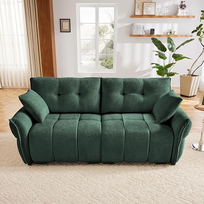 Leyu&ampHafort Modular Sectional SofaCloud Sectional Couch with Deep SeatModern Modular Couch with Movable OttomanChenille Sofa with Throw Pillows for Living RoomBedroom (79-LoveseatGreen)
