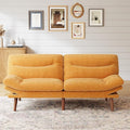 Marsail Futon Sofa Bed 66” Futon Couch with Adjustable Backrest &amp Armrests Convertible Small Sleeper Sofa Bed for Small Apartments Study Room Office Corduroy Loveseat Yellow