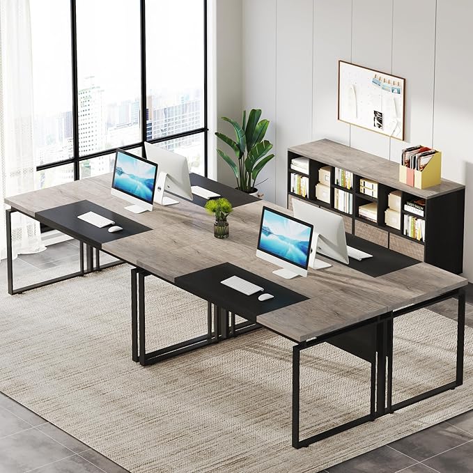 Tribesigns 63 Computer Desk Home Office Desk Writing Table for Workstation Modern Executive Desk with Sturdy Legs (Only Table) (Gray &amp Black)