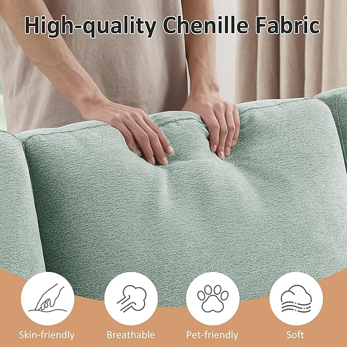 VANOMi 118'' U Shaped Sectional Sofa 4 Seat Modern Sectional Couch Double Chaise Longue Cozy Chenille Sofa Couches for Living Room Apartment Mint