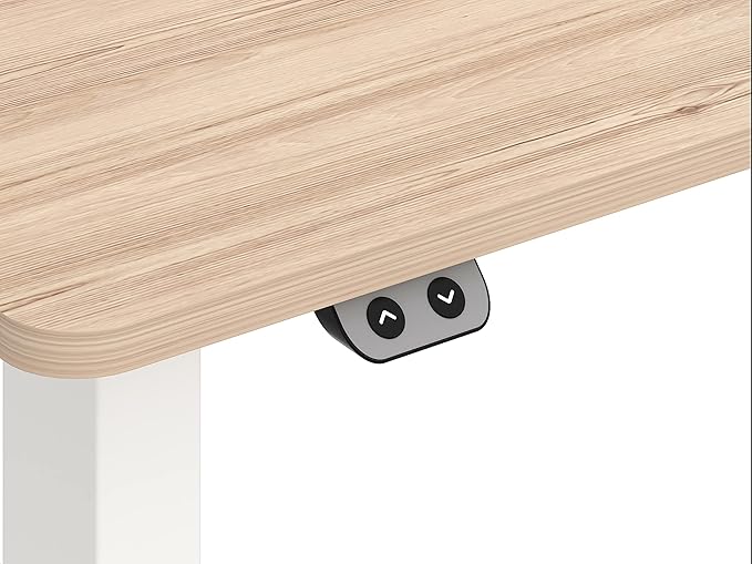 HOMES: Inside + Out Elmfort Modern Adjustable Height Metal 47 in. Standing Desk for Home Office Natural Brown and White