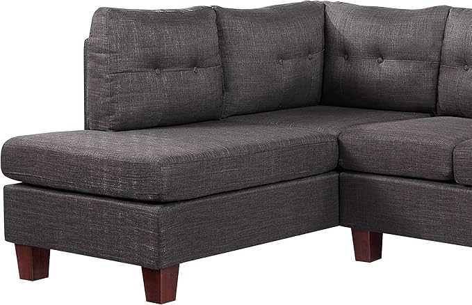 Lilola Home Dalia 97 W Dark Gray Linen Modern Sectional Sofa with Left Facing Chaise