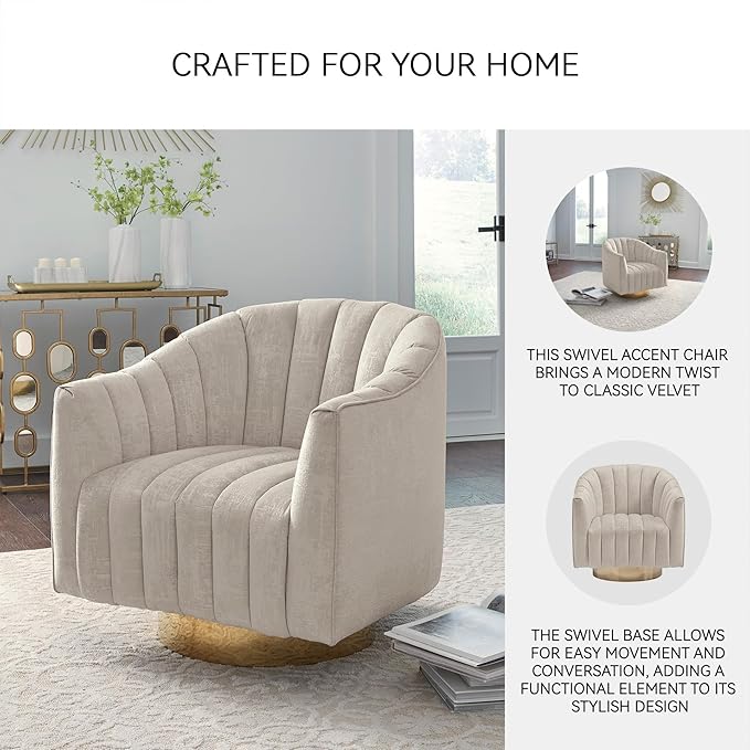 Signature Design by Ashley Penzlin Swivel Accent Chair Beige