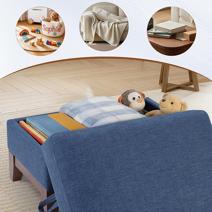 2 Piece Sofa Set 2-Seater and 3-Seater Sofa Couch with Solid Wood Legs Vintage Rivet Comfy Sofa with Thicked Cushion for Living Room Apartment Office Blue