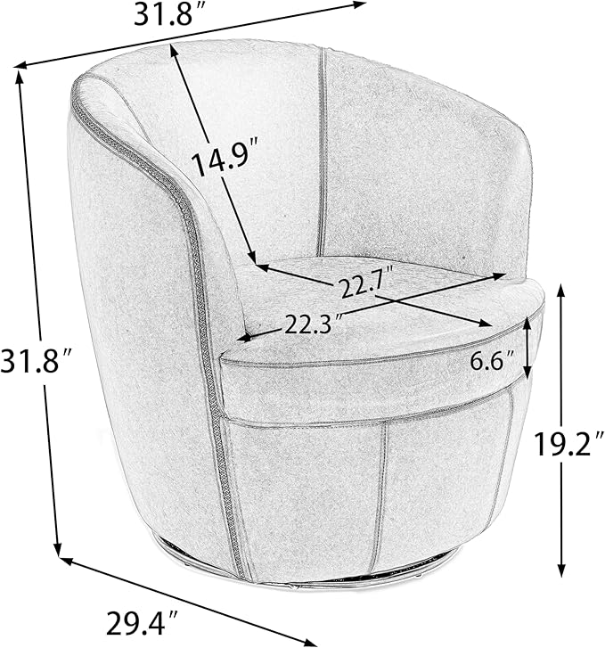 UIXE PU Leather Swivel Accent Chair Barrel Club Chair Comfy Upholstered Armchair for Living Room Modern Round Arm Chair Single Sofa Bedroom Reading Seats - Beige