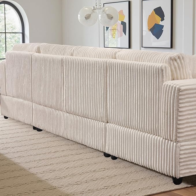 Modular Sectional Sofa U Shaped Cloud Sectional Couches for Living Room Oversized Couch with Doule Chaise &amp Deep Seat Fluffy Corduroy Sofa Washable