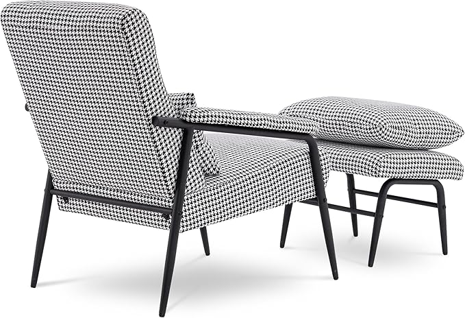 MCombo Modern Accent Chair with Ottoman Soft Fabric Club Armchair Upholstered Leisure Chair for Small Space Living Room &amp Bedroom 4123